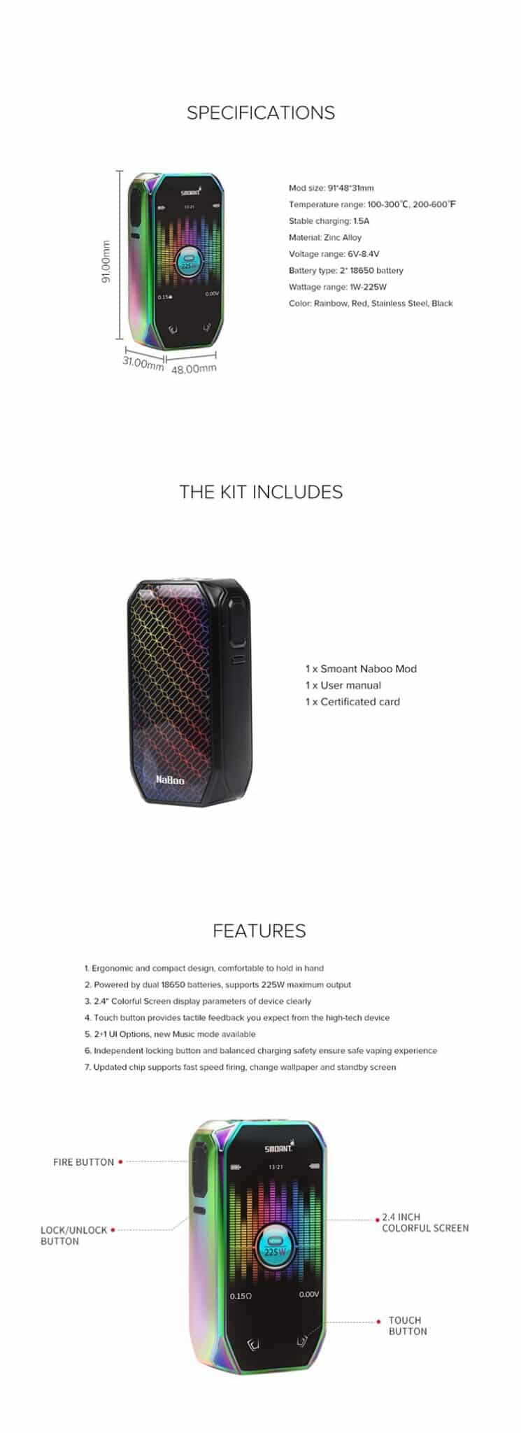 SMOANT NABOO 225W BOX MOD