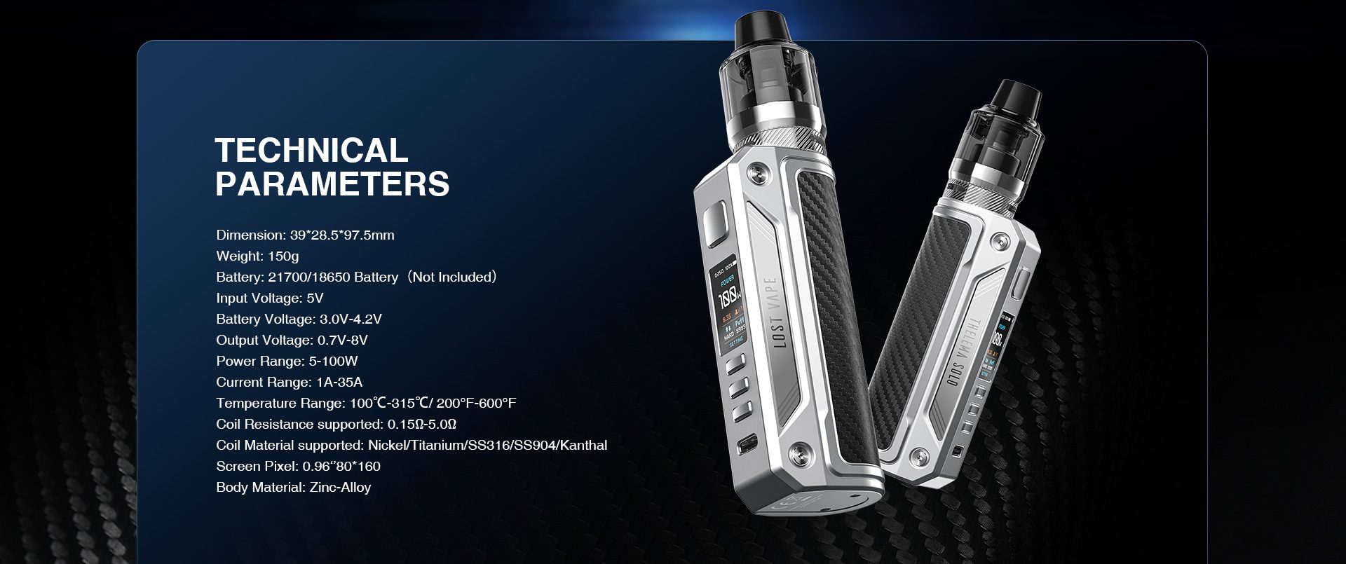 LOST VAPE THELEMA SOLO 100W MOD KIT (12)