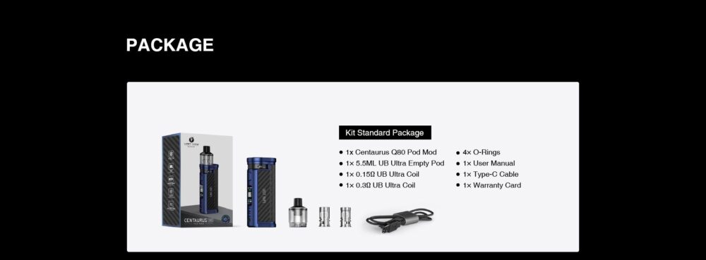 LOST VAPE CENTAURUS Q80 KIT PACKAGE