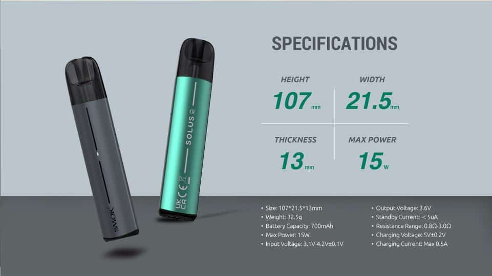 SMOK SOLUS 2 SPECIFICATIONS