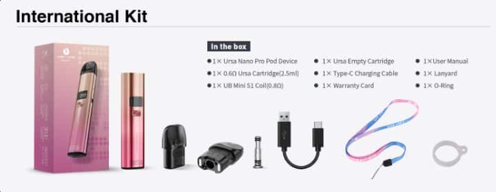 Lost Vape Ursa Nano Pro Pod Kit Package List