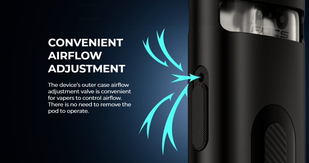 Uwell Caliburn X Pod Kit Convenient Airflow Adjustment