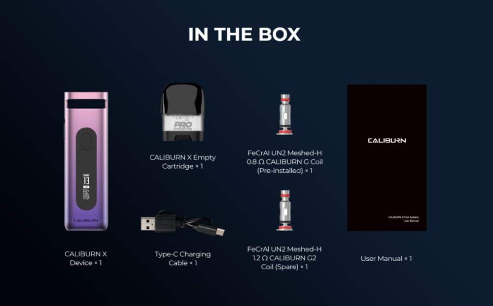 Uwell Caliburn X Pod Kit Package List