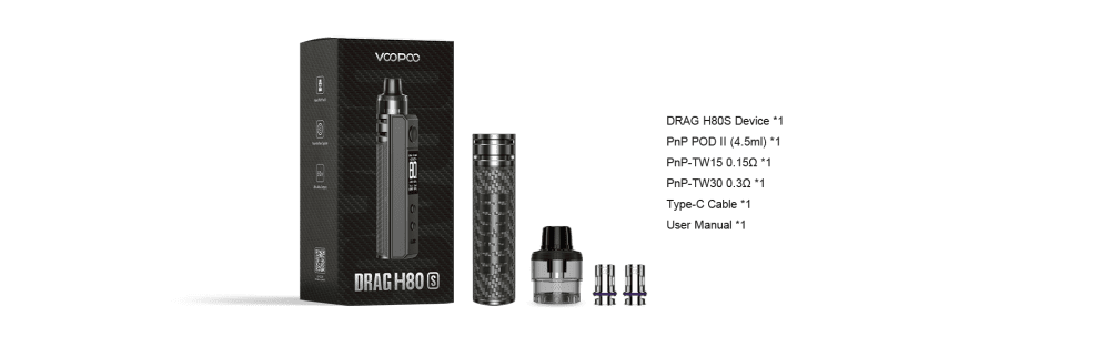 Voopoo Drag H80 S Pod Kit Package List