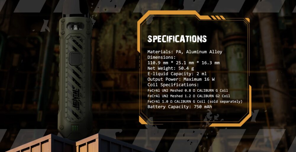 Caliburn Tenet Specifications