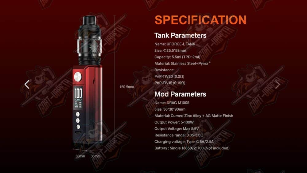 Drag M100S Specification