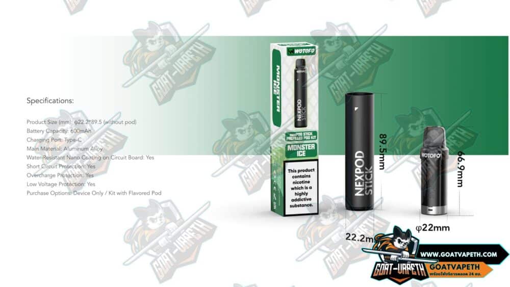 Wotofo Nexpod Prefilled 5K Specifications
