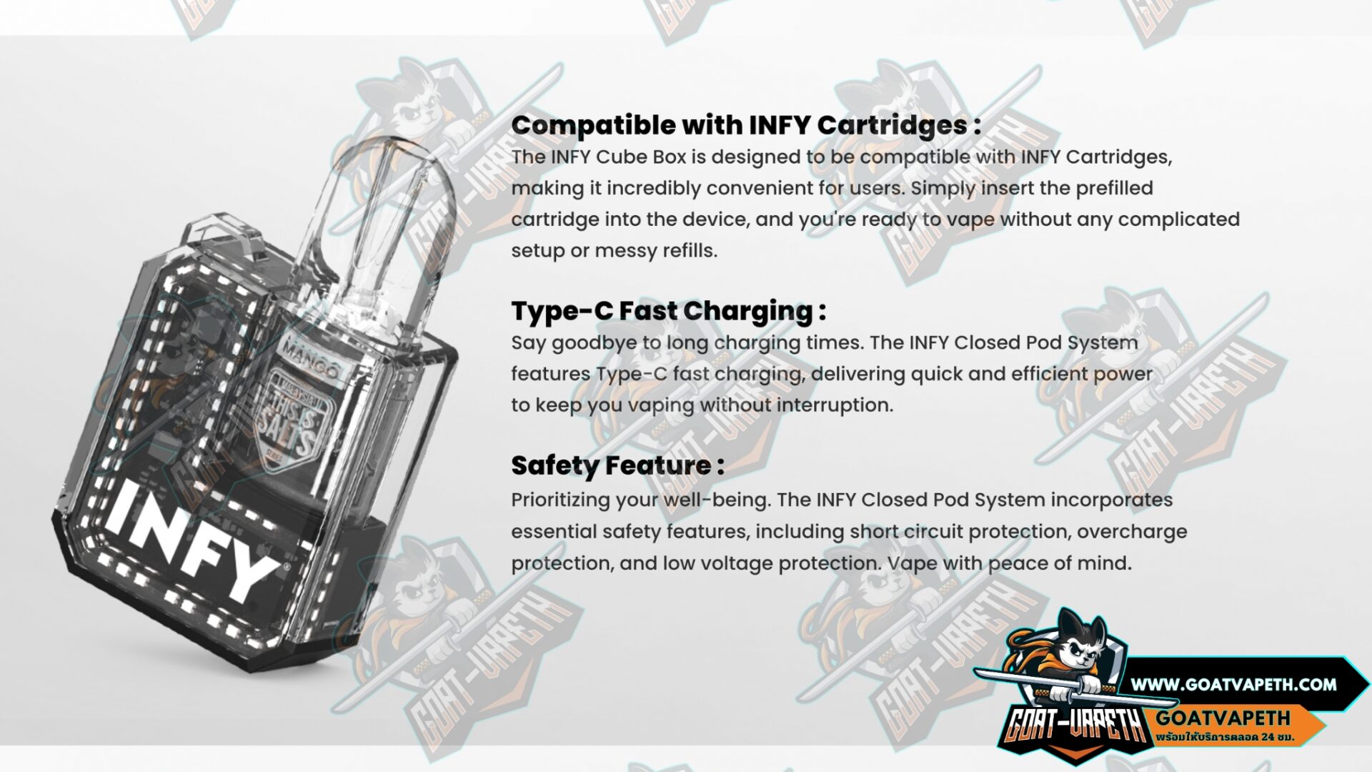 INFY CUBE BOX POD CLOSE SYSTEM · Goatvape