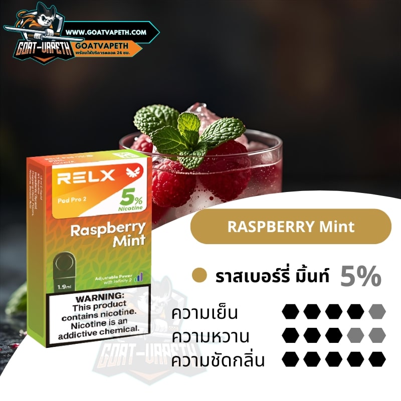 หัวพอต RELX PRO 2 RASPBERRY MINT 1.9ML · Goatvape